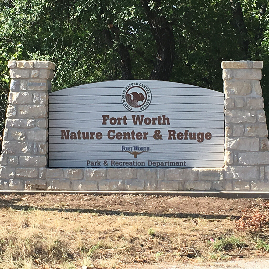 Front entry sign at the Fort Worth Nature Center & Refuge