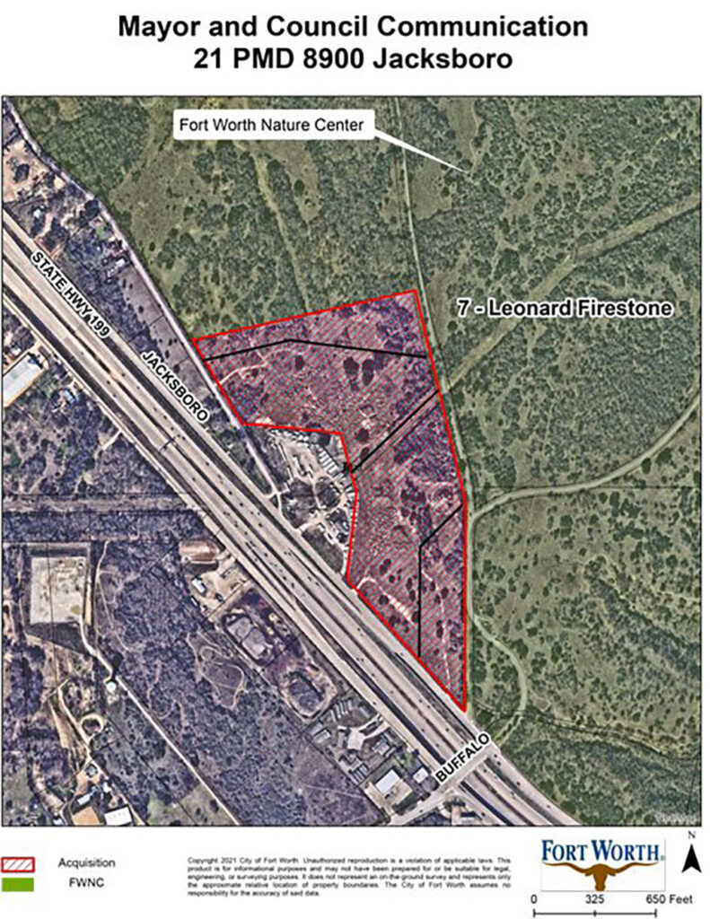 Map of land being acquired adjacent to the Fort Worth Nature Center & Refuge